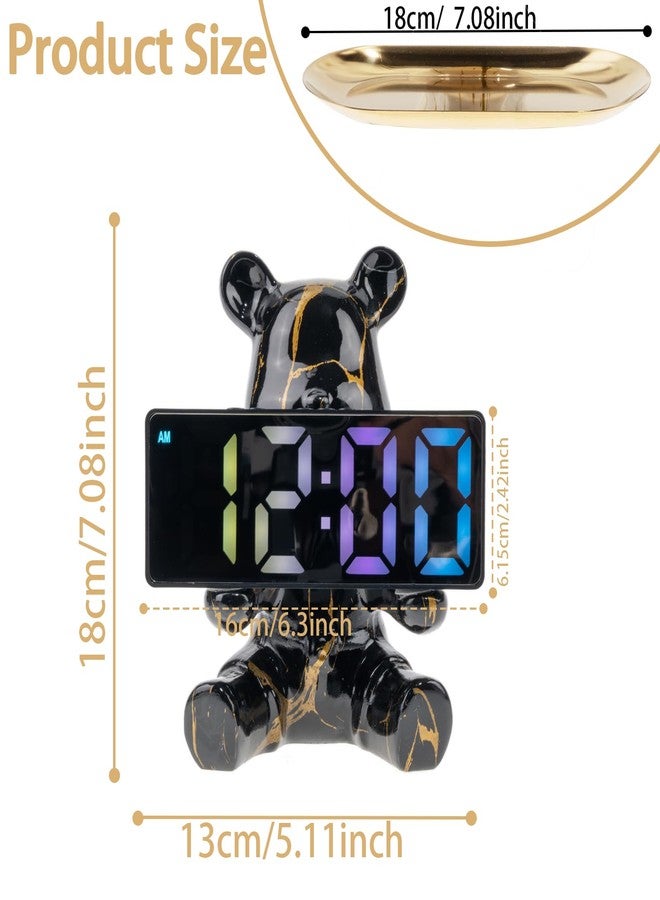 Coniuty Resin Bear Statue Digital Clock Home Decor, Fluid Bear Tray Sculpture, Graffiti Art Figurine Home Ornament Decoration for Office, Living Room, Bedroom, Book Shelf, TV Cabinet, Desktop (Black) - Image 2